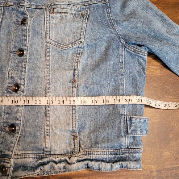 Lane Bryant Denim Trucker Jacket Size 18 Pockets Medium Light Wash Stretch Denim - Picture 6 of 10